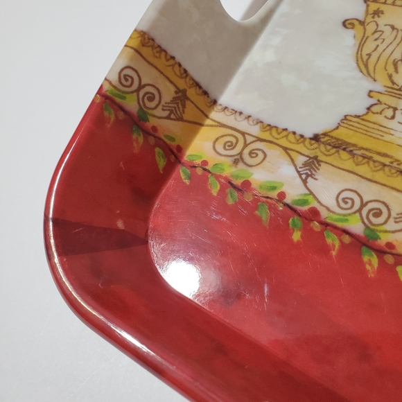 Holiday Poinsettia Melamine Plastic Tea Serving Tray - Picture 10 of 12